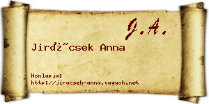 Jirácsek Anna névjegykártya